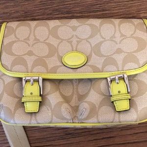 Neon yellow small coach bag